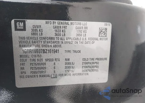 2011 GMC Sierra 1500 Sle z USA, uszkodzony, nr VIN 1GTR1VE07BZ161941